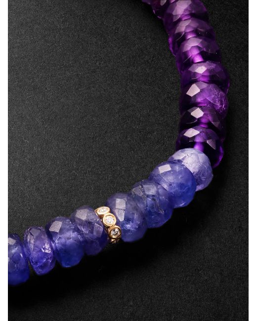 Sydney Evan Black 14-Karat Multi-Stone Beaded Bracelet for men