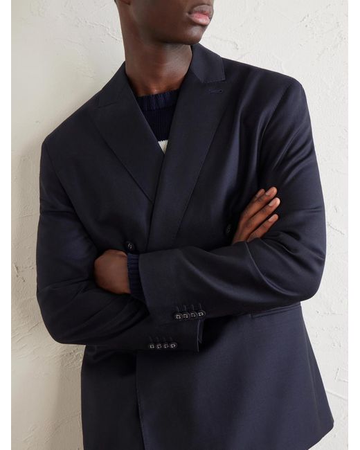 Officine Generale Blue Merrick Wool, Cashmere And Silk-Blend Suit Jacket for men