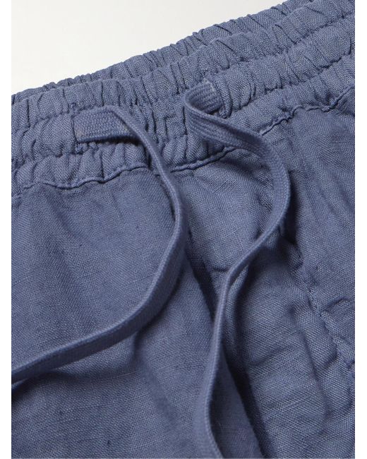 Altea Blue Samuel Straight-leg Linen Drawstring Shorts for men