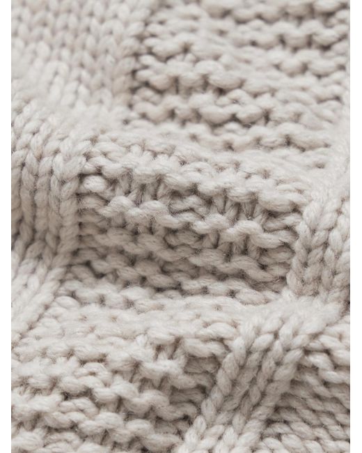 Brunello Cucinelli White Cable-Knit Cashmere Rollneck Sweater for men