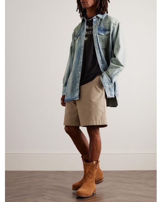Acne Blue Karty Distressed Denim Overshirt for men