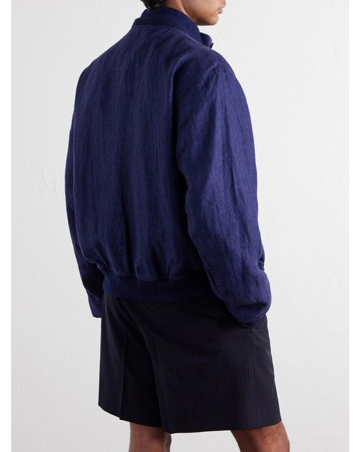 Polo Ralph Lauren Blue Herringbone Linen Blouson for men