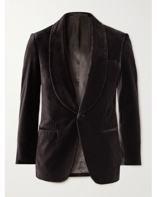 Kingsman Black Shawl-collar Cotton-velvet Tuxedo Jacket for men