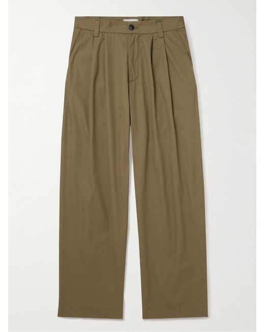 Agolde Green Slater Straight-Leg Pleated Cotton-Twill Trousers for men
