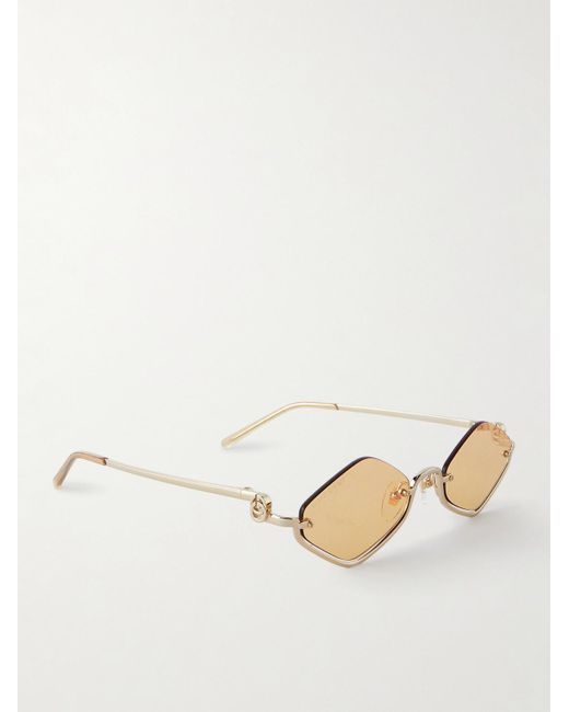 Gucci Natural Round-frame Gold-tone Sunglasses for men
