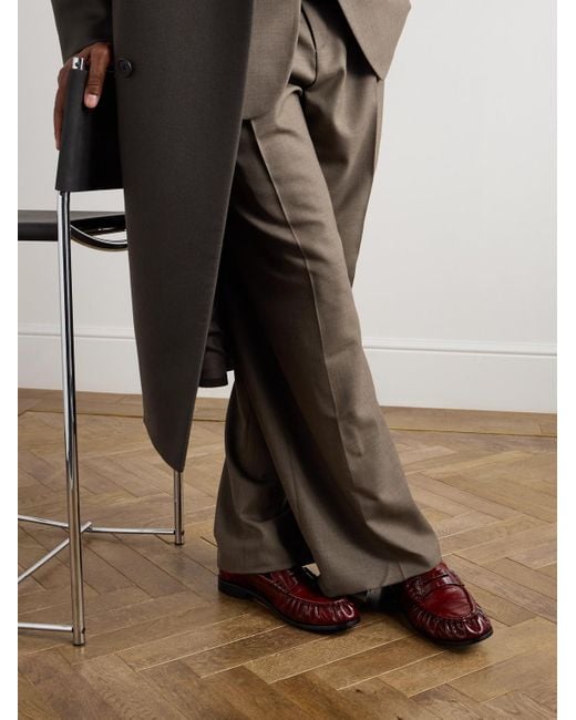 Saint Laurent Brown Le Loafer Monogram Logo-appliquéd Eel Penny Loafers for men