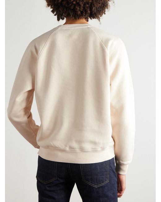 Tom Ford Natural Logo-appliquéd Garment-dyed Cotton-jersey Sweatshirt for men