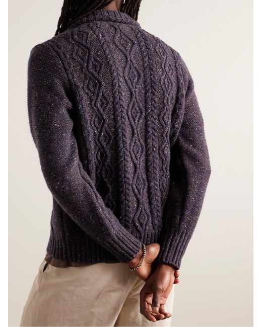 Inis Meáin Blue Cable-knit Donegal Merino Wool And Cashmere-blend Zip-up Cardigan for men