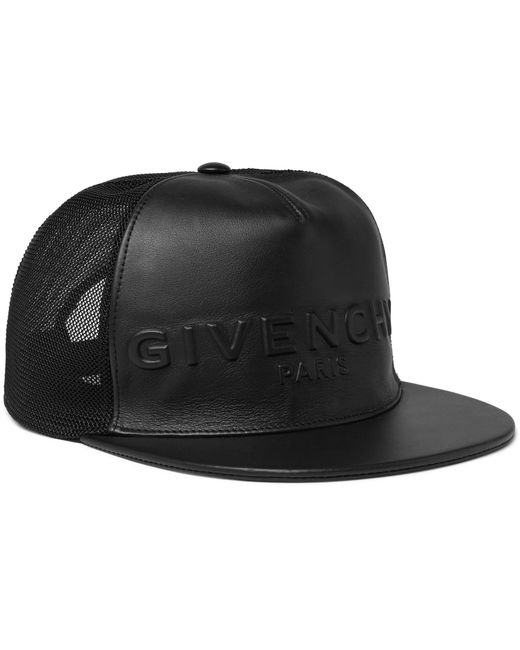 Givenchy Black Leather And Mesh Baseball Cap for men