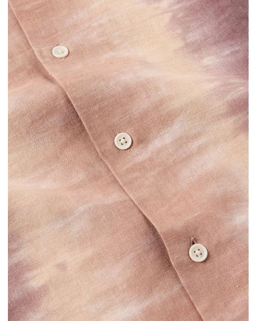 Corridor NYC Cosmic Hemd aus einer Leinen-Baumwollmischung mit Batikmuster und Reverskragen in Pink für Herren