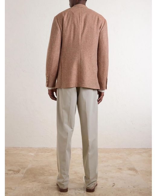 Brunello Cucinelli Natural Straight-leg Pleated Cotton-twill Trousers for men