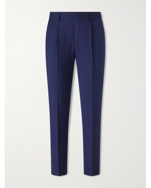 Sunspel Blue Tapered Pleated Virgin Wool-twill Trousers for men