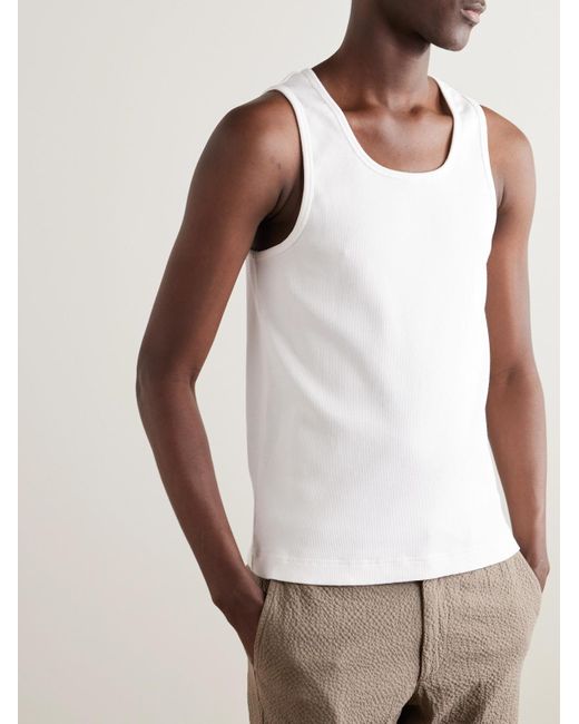 Mr P. White Ribbed Stretch-cotton Jersey Tank Top for men