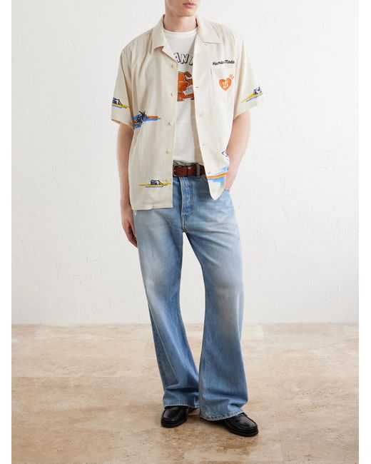 Human Made White Camp-collar Printed Poplin Shirt for men