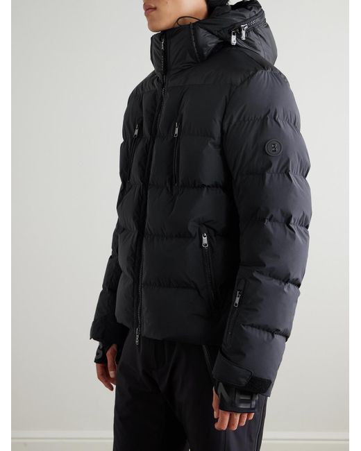 Bogner Black Blaine Panelled Quilted Shell Hooded Jacket for men