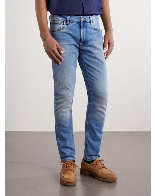 Nudie Jeans Blue Lean Dean Slim-fit Tapered Organic Stretch-denim Jeans for men