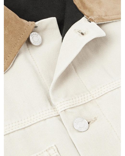 FRAME White Suede-trimmed Cotton-canvas Jacket for men