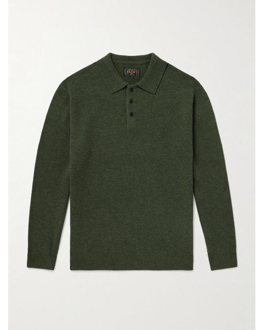 Beams Plus Green Wool Polo Shirt for men