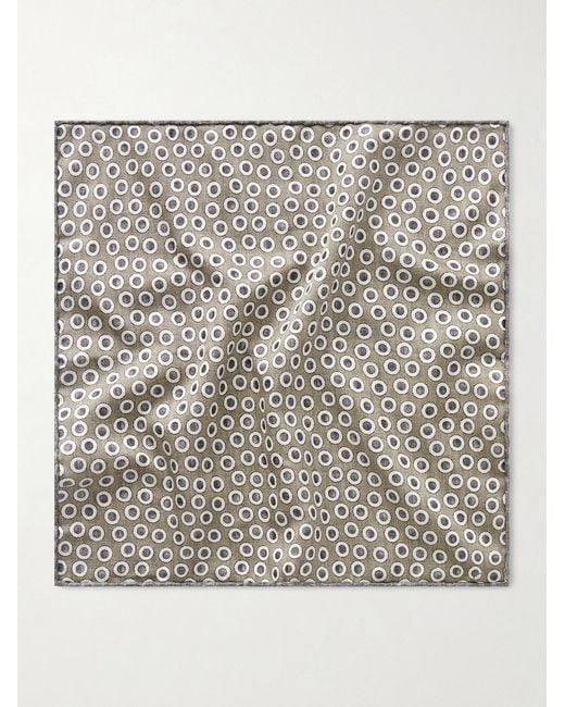 Brunello Cucinelli Gray Polka-dot Silk Pocket Square for men