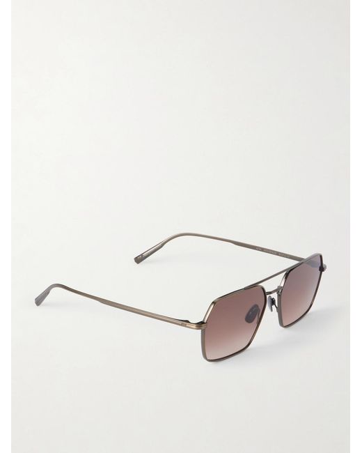 Garrett Leight Natural Alta Hexagon-Frame Titanium Sunglasses for men