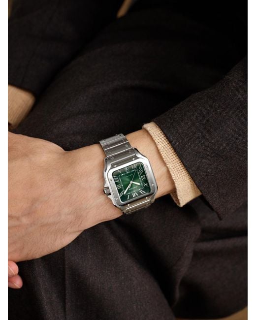Cartier Black Santos De Large Automatic 39.8Mm Interchangeable Stainless Steel And Alligator Watch, Ref. No. Wssa0062 for men