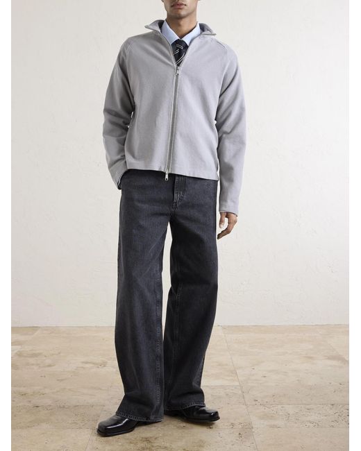 mfpen White Leisure Organic Cotton Zip-up Sweater for men