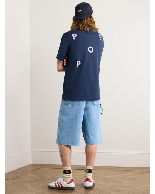 Pop Trading Co. Blue Logo-print Cotton-jersey T-shirt for men