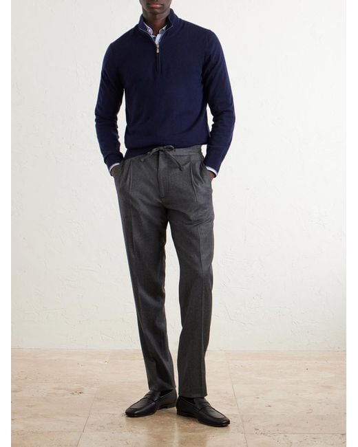 Lardini Gray Straight-Leg Wool And Cashmere-Blend Flannel Trousers for men