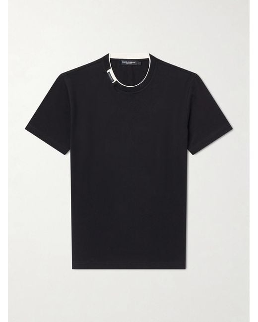 Dolce & Gabbana Black Logo-Appliquéd Cotton-Jersey T-Shirt for men