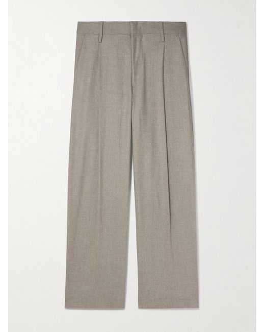 NN07 Gray Kay Straight-leg Pleated Woven Trousers for men