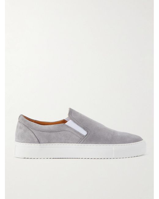 Mr P. White Regenerated Suede By Evolo Slip-On Sneakers for men