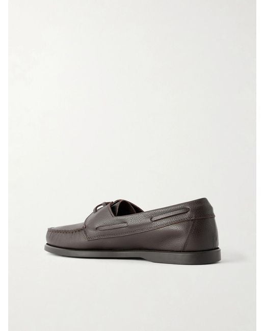 Morjas Brown Full-Grain Leather Boat Shoes for men