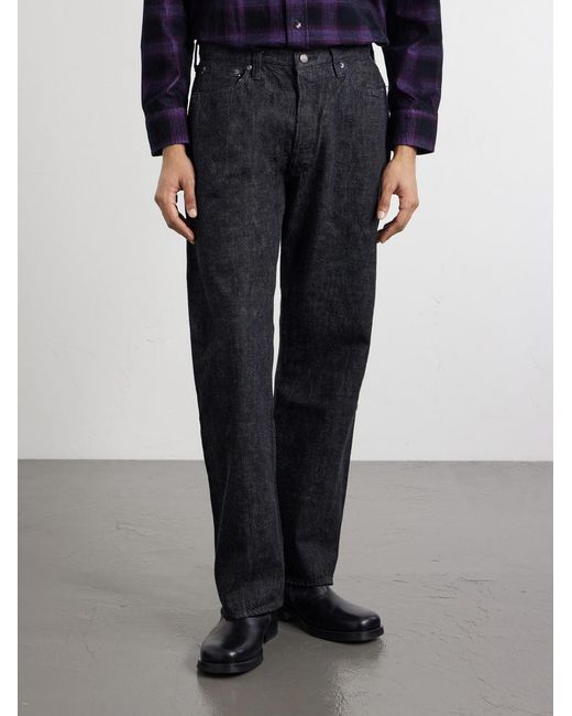Fullcount Black 0105Bk Straight-Leg Selvedge Jeans for men