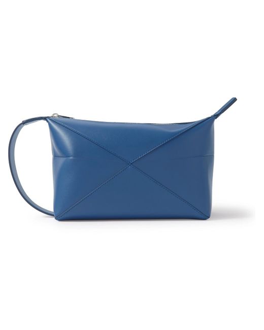 Loewe Blue Puzzle Fold Leather Wash Bag for men
