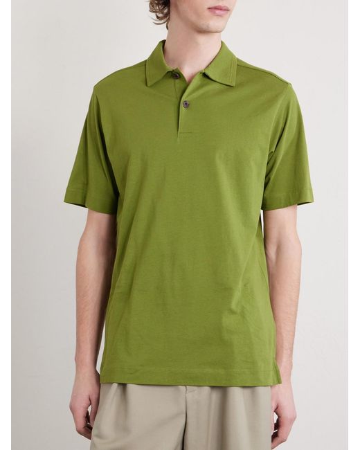 Dries Van Noten Green Cotton-Jersey Polo Shirt for men