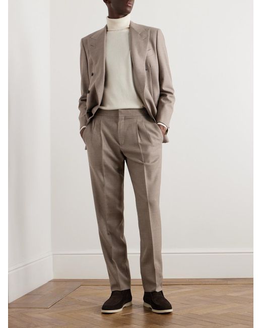 Loro Piana Natural Straight-leg Pleated Wool-twill Suit Trousers for men