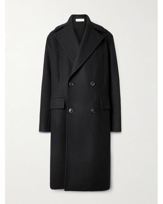 Dries Van Noten Doppelreihiger Oversized-Mantel aus Twill aus einer Wollmischung in Black für Herren