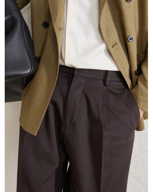 NN07 Black Kay 1420 Wide-Leg Pleated Organic Cotton-Blend Twill Trousers for men