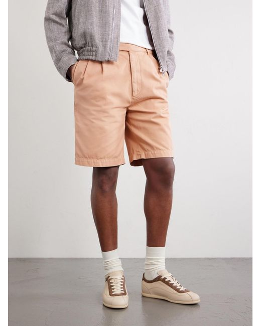 Brunello Cucinelli Natural Suede-Trimmed Leather Sneakers for men