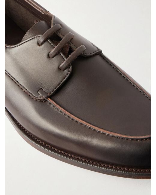 Edward Green White Saltash Leather Boat Shoes for men
