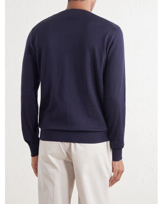 Zegna Blue Cashmere And Silk-blend Sweater for men