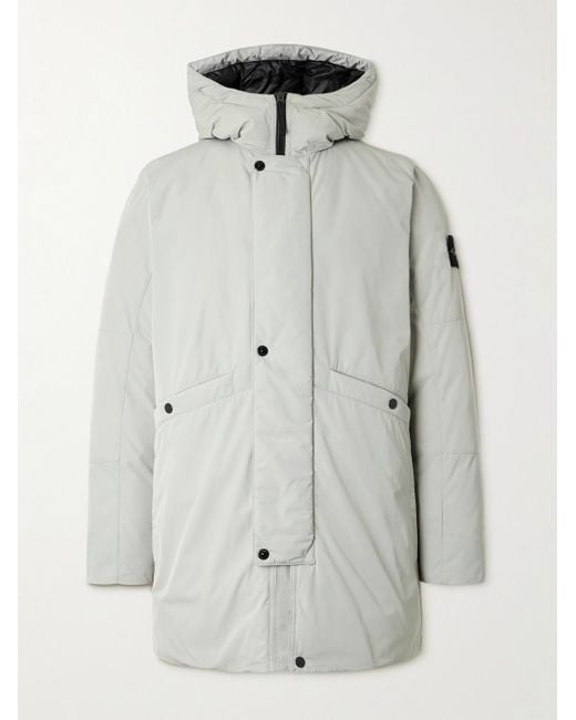 Stone Island Daunenparka aus "Micro Twill"-Material mit Kapuze und Logodetail in Gray für Herren
