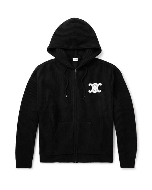 Céline Black Logo-Appliquéd Wool Jacket for men