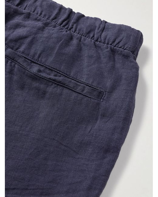 Hartford Blue Joggy Straight-Leg Linen Drawstring Trousers for men