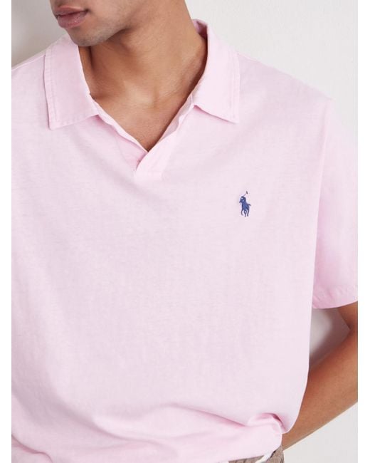 Polo Ralph Lauren Pink Open-collar Cotton And Linen-blend Polo Shirt for men