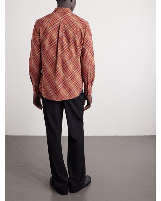 Burberry Red Robert Checked Cotton Shirt for men