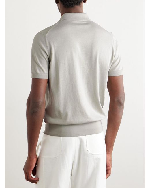 Tom Ford White Slim-Fit Sea Island Cotton Polo Shirt for men
