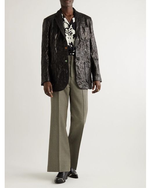 Acne Black Crinkled-Leather Blazer for men
