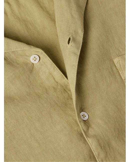 Massimo Alba Green Venice Convertible-collar Linen Shirt for men