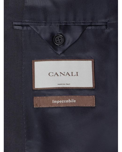 Canali Blue Double-Breasted Super 130S Wool Suit Jacket for men